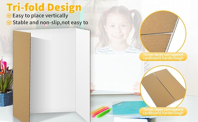 20 Pack Trifold Poster Board, Single-Sided White Poster Board - Image 8