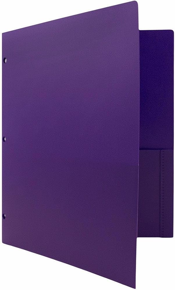 JAM PAPER Heavy Duty Plastic 3 Hole Punch Pocket Folders - Image 3