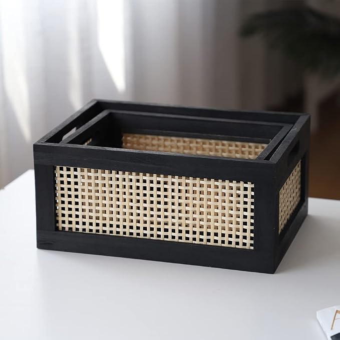 Wood Baskets, Rattan Storage Baskets - Image 2