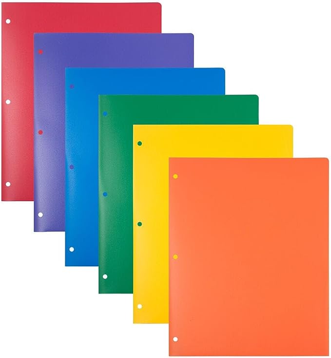 JAM PAPER Heavy Duty Plastic 3 Hole Punch Pocket Folders by JAMPaper