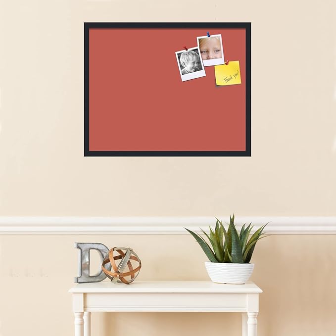 PinPix 28x22 Inch Cork Bulletin Board. This Decorative Framed Pin Board Comes with Crimson Pastel Design and a Satin Black Frame. Ideal for Home Office Decor or Message Board (PinPix-1807)-DeskLoop Office