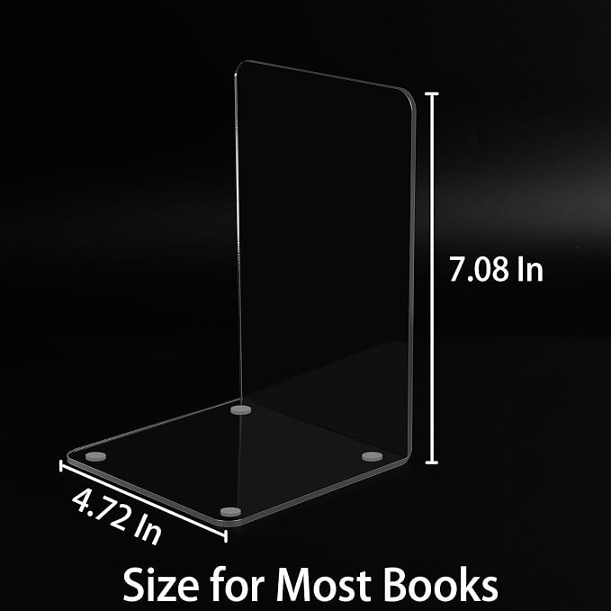 Adwikoso Clear Acrylic Book Ends, Non-Slip Book Holder Stand, Decorative Book - Image 4