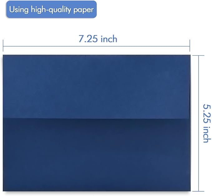 A7 Navy Blue Invitation 5x7 Envelopes 100 Count- Self Seal, Square Flap - Image 2