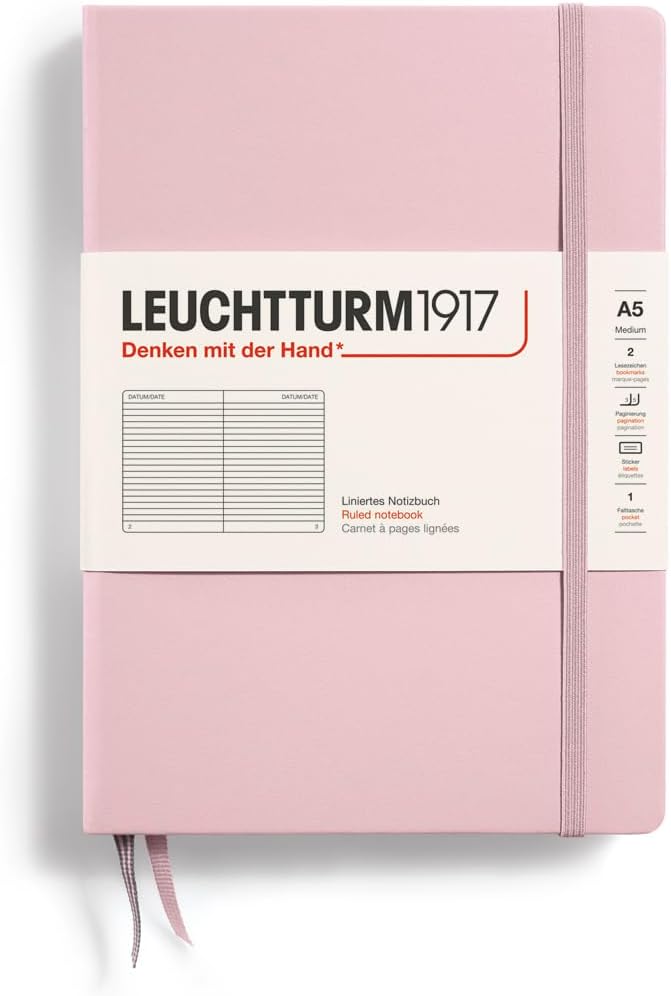 LEUCHTTURM1917 - Notebook Hardcover Medium A5-251 Numbered Pages for Writing and Journaling (Powder, Ruled)-DeskLoop Office