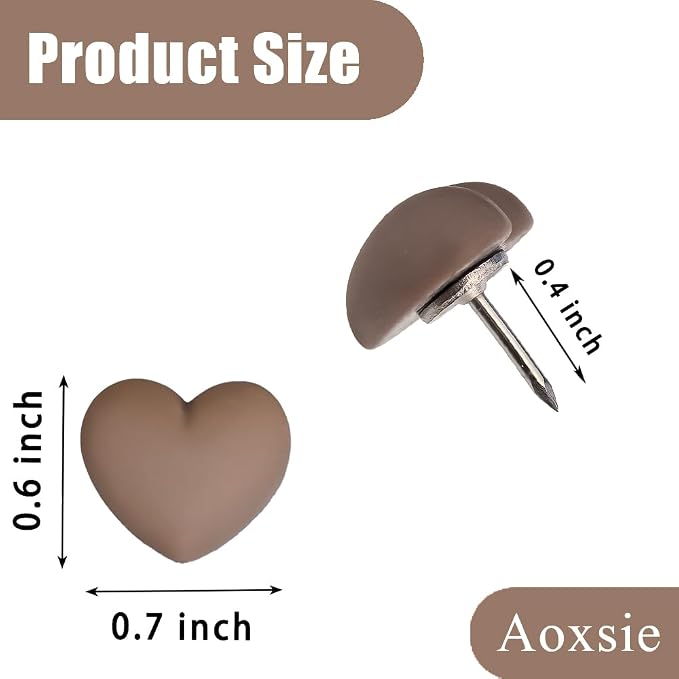 28pcs Decorative Heart Push Pins Coffee Thumb Tacks - Image 2