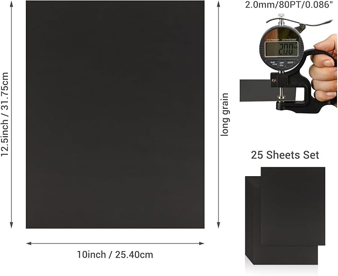 25 Pcs Book Board, Binder Board, Cover Board, Heavy Duty Chipboard for Book Binding, DIY Cardboard (Black, 10 x 12.5 Inch 80PT)-DeskLoop Office