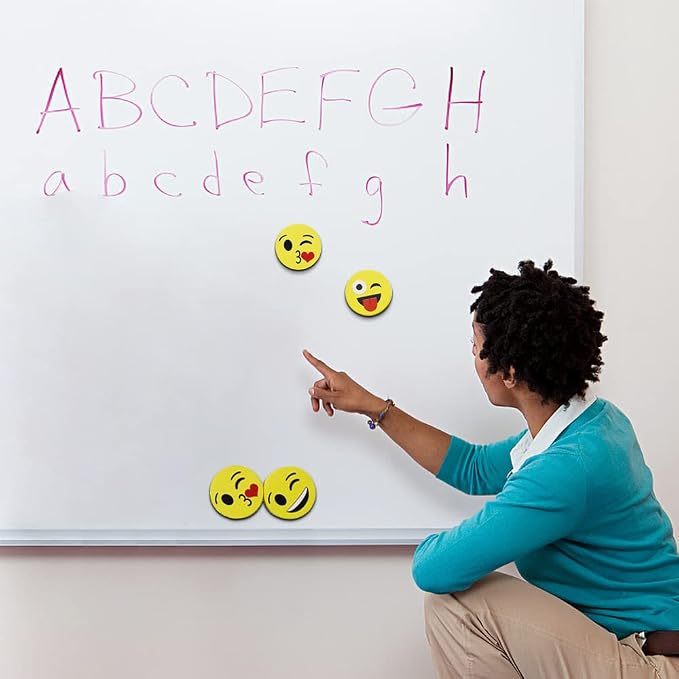 VIZ-PRO Magnetic Smiley Face Circular Whiteboard Eraser / 4 Pack of 2" Dry - Image 5