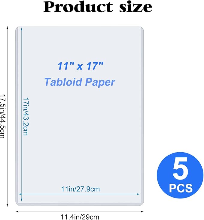 11" x 17" Hard Plastic Sheet Protectors, Menu Rigid Print Protectors, Paper - Image 2
