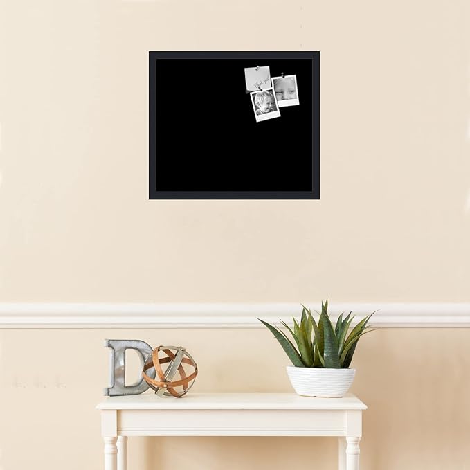 PinPix 20x17 Inch Cork Bulletin Board. This Decorative Framed Pin Board Comes with Solid Black Design and a Satin Black Frame. Ideal for Home Office Decor or Message Board (PinPix-622)-DeskLoop Office