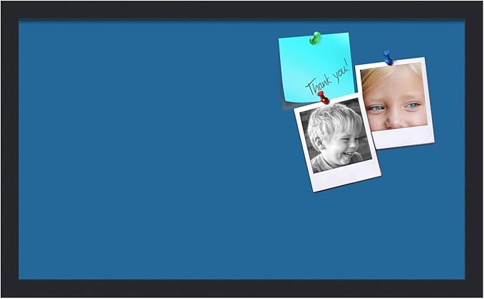 PinPix 24x14 Inch Cork Bulletin Board. This Decorative Framed Pin Board Comes with Navy Pastel Design and a Satin Black Frame. Ideal for Home Office Decor or Message Board (PinPix-1811)-DeskLoop Office