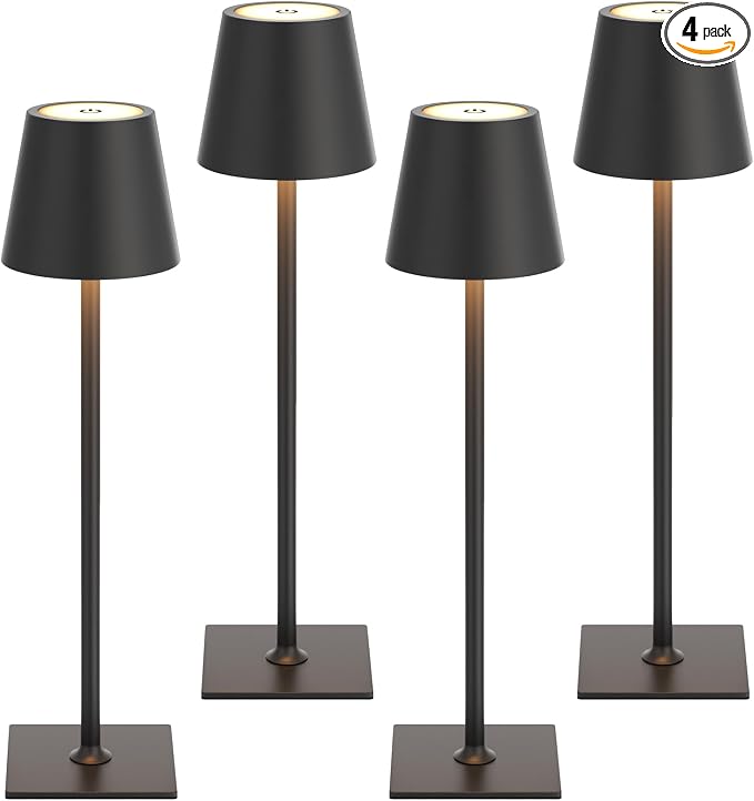 Kakanuo Cordless Rechargeable Table Lamp Black 5000mAh Battery Operated Lamps by KakanuoLightings
