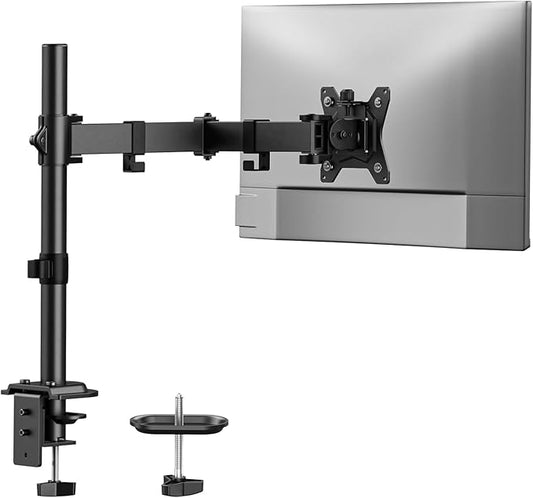 HUANUO Single Monitor Mount, Monitor Arm for 13”-32” Monitors up to 17.6 lbs, Adjustable Stand with 16” Max Height, Desk Mount with C-Clamp and Grommet Base, VESA 75x75mm or 100x100mm-DeskLoop Office