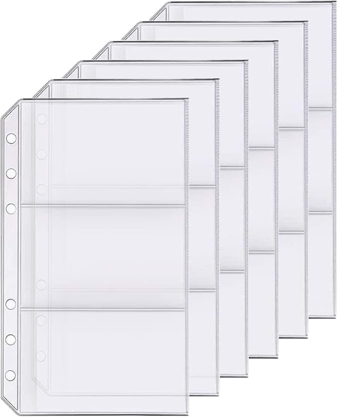 6 Pack A6 6 Holes Binder Name Card Holder Plastic Business Card Organizer by Zelten