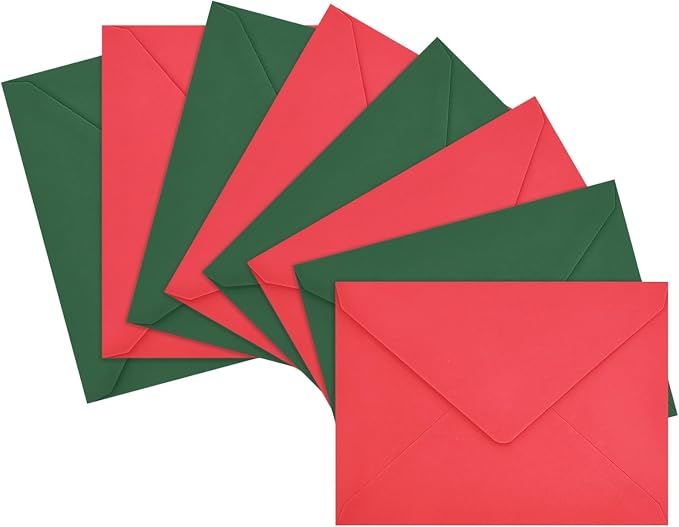 100 Pack Christmas A7 Envelopes, 5.24 x 7.24 in Envelopes by LIKAJON