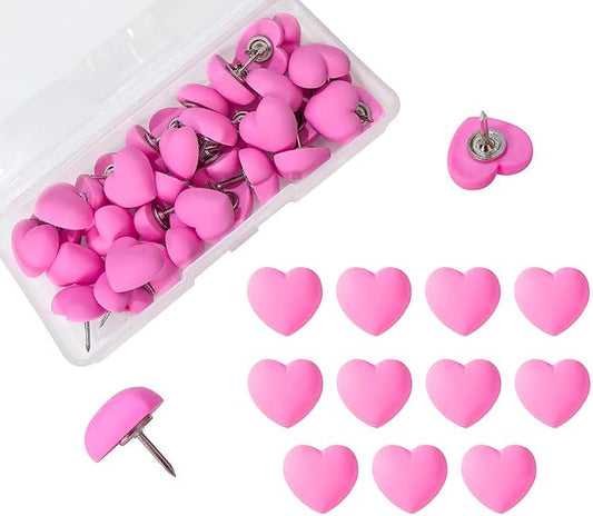 Aoxsie 28pcs Decorative Cute Push Pins Heart Red Thumbtacks Thumb Tacks Pushpins by Unknown