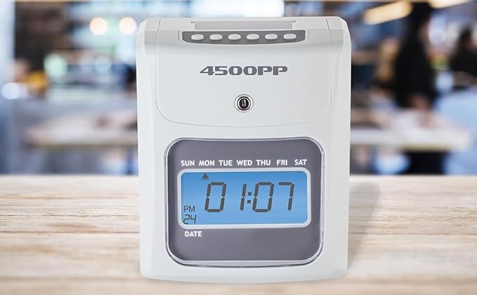 Nile Products - 4500PP Electronic Calculating Time Clock [4500PPK1], Small Business Bundle Includes: 125 Time Cards,1 Ink Ribbon, 2 Security Keys and 1 Ten Pocket Card Rack-DeskLoop Office
