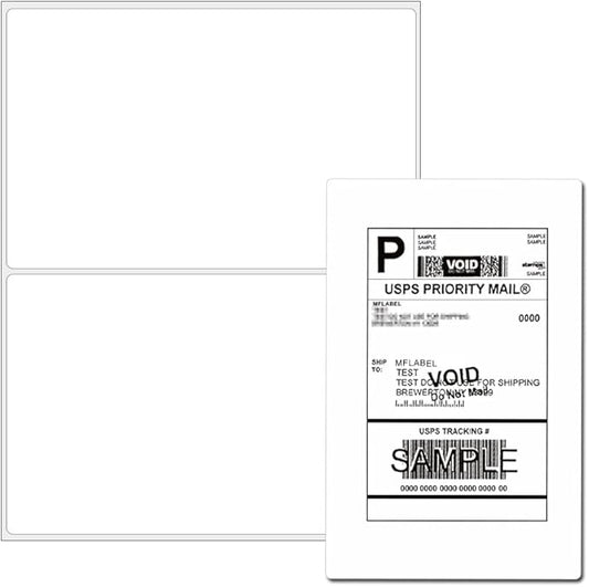 MFLABEL ®Round Conrner Half Sheet Shipping Labels 2-UP Click-n-Ship Mailing Postage Labels(500Labels)-DeskLoop Office