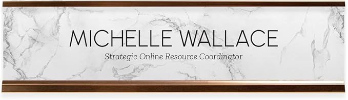 Personalized White Marble Desk Plate / 2" x 8" Custom Office Desk Sign/Elegant by SBLABELS