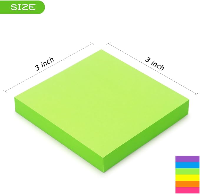 Early Buy Sticky Notes 6 Bright Color 12 Pads Self-Stick Notes 3 in x 3 in - Image 2