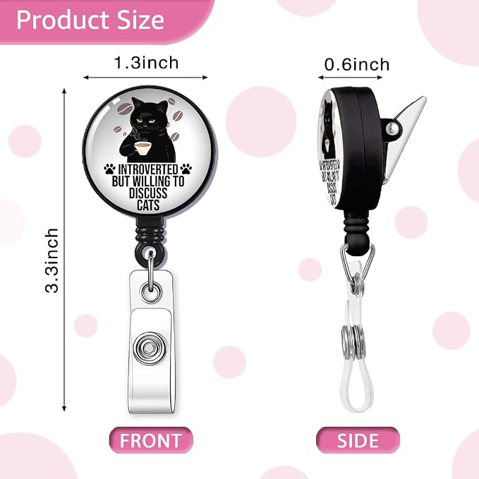 Introverted But Willing to Discuss Cats Badge Reel Retractable - Image 2