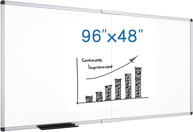 VIZ-PRO Magnetic Dry Erase Board, 96 X 48 Inches, Foldable Wall-Mounted by VIZ-PRO