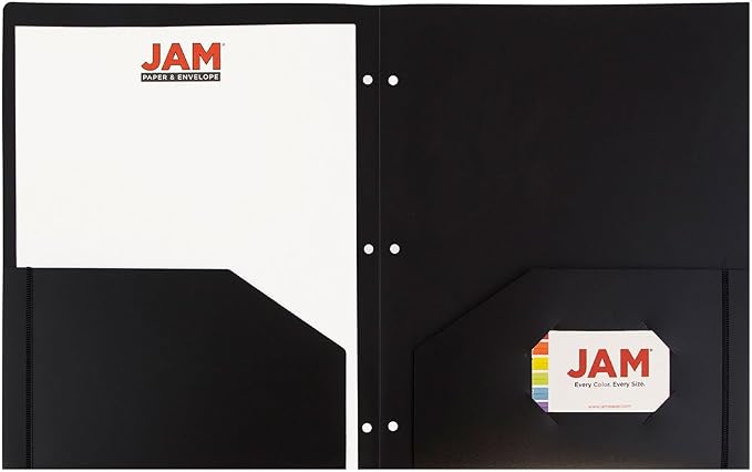 JAM PAPER Heavy Duty Plastic 3 Hole Punch Pocket Folders - Image 4