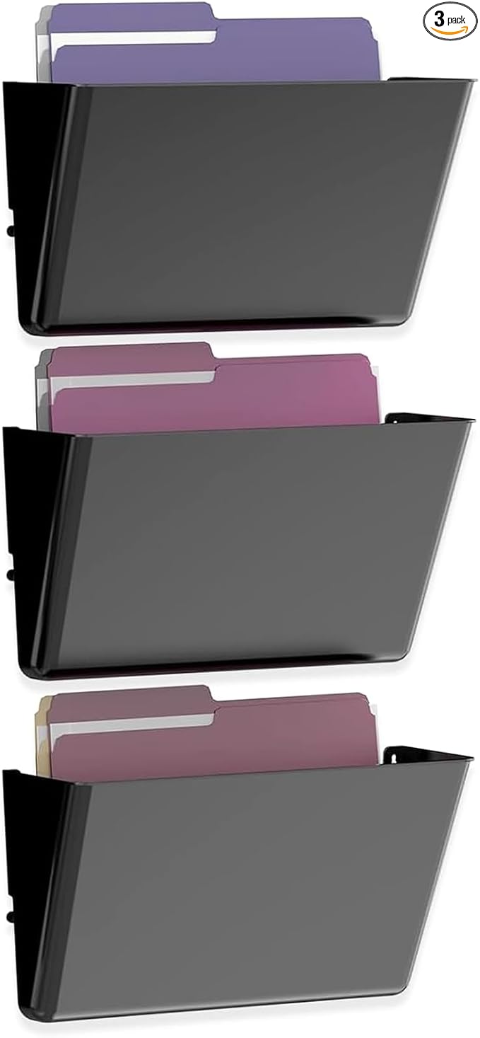 MINDEPOT 3 Pockets Acrylic Wall File Organizer, Plastic Hanging Wall File Holder by MINDEPOT