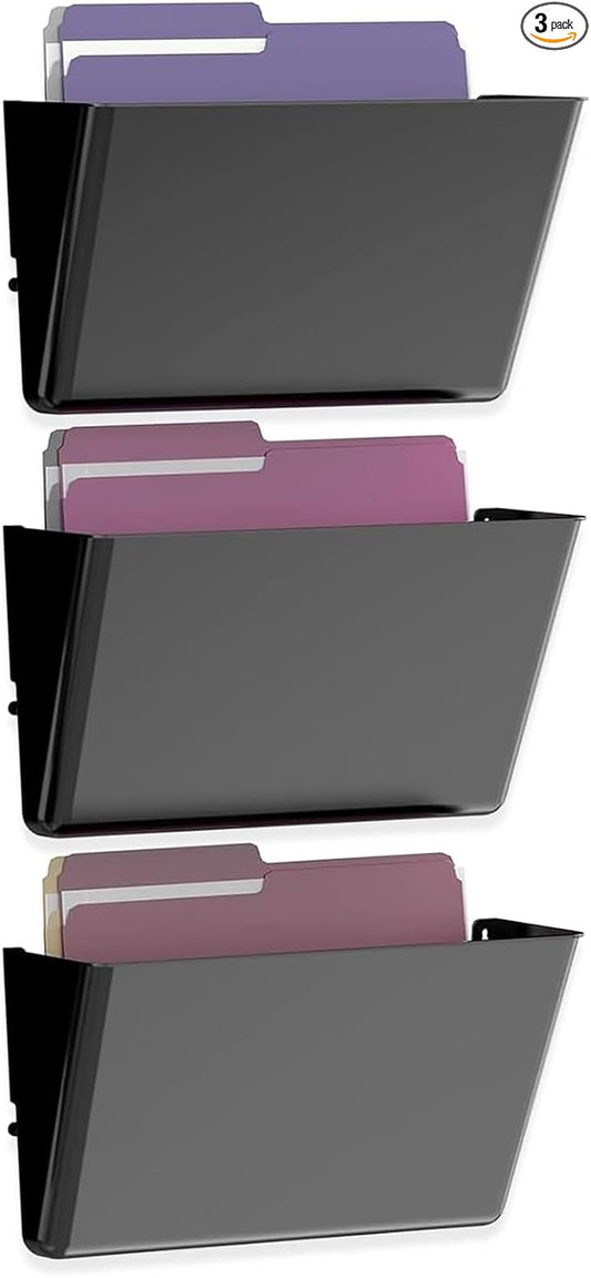 MINDEPOT 3 Pockets Acrylic Wall File Organizer, Plastic Hanging Wall File Holder by MINDEPOT