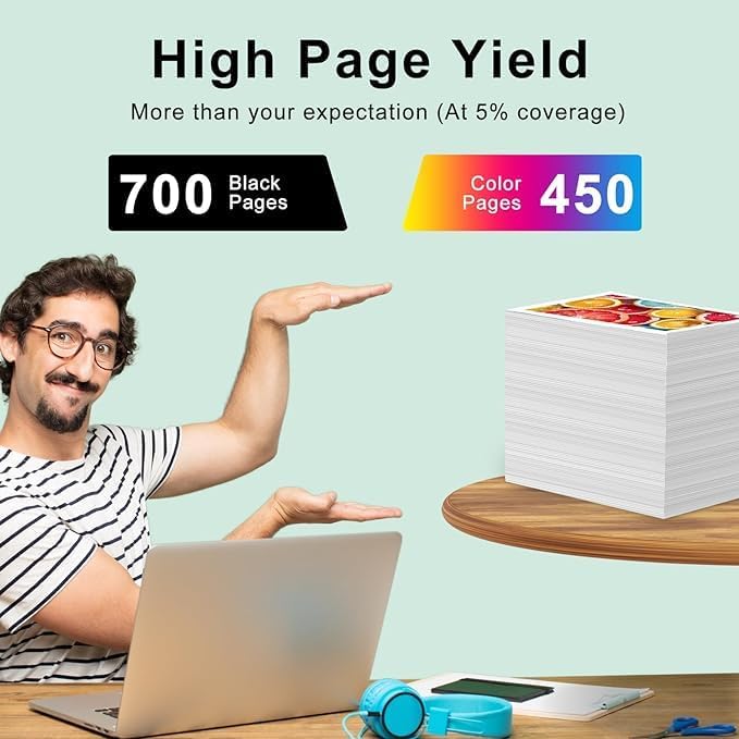 SAILNER 67XL HP Printer Ink, Replacement for HP Ink 67 for HP 67 Ink cartridges Black/Color Combo Pack, Compatible with DeskJet 2755e 2855e 2700e 4155e 2734e 2827e 4100e Envy 6055 6455e Printer 67XL-DeskLoop Office