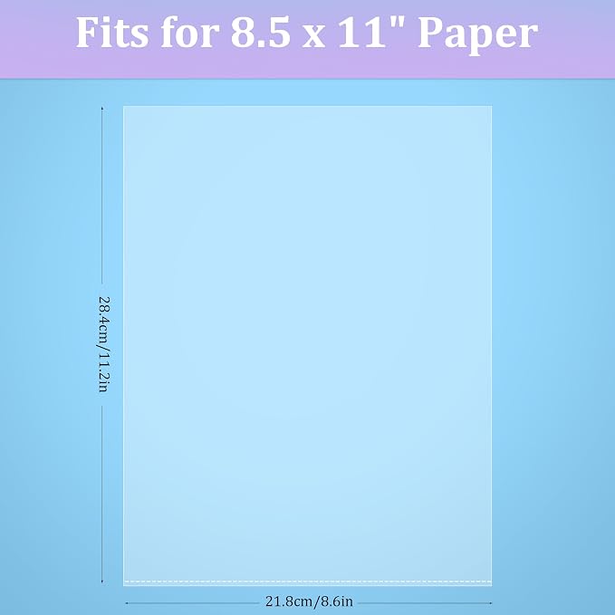 AKONEGE 100 Pack No Holes Sheet Protectors 8.5 x 11 Inch Letter Size Page - Image 2