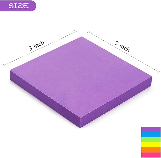 Early Buy Sticky Notes 6 Bright Color 6 Pads Self-Stick Notes 3 in x 3 in - Image 3