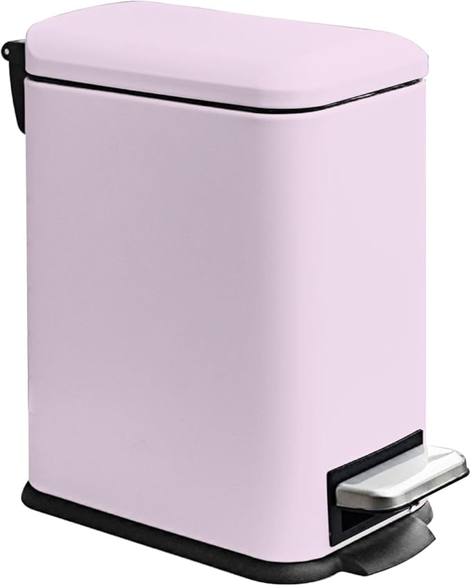JM.YIPENG Bathroom Rubbish Bin, 5 Litre Cosmetic Bin, Small Waste Bin with Soft Close Lid, Bathroom Bin for Toilet, Bathroom, Bedroom, Living Room, Pink-DeskLoop Office