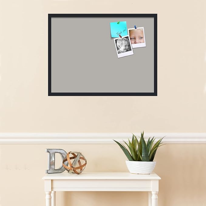 PinPix 30x22 Inch Cork Bulletin Board. This Decorative Framed Pin Board Comes with Dark Stone Design and a Satin Black Frame. Ideal for Home Office Decor or Message Board (PinPix-1808)-DeskLoop Office