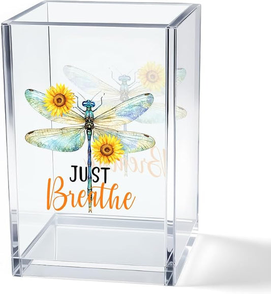 Vgrti Just Breathe Acrylic Cosmetic Pencil Pen Holder Cup, Inspirational by Unknown