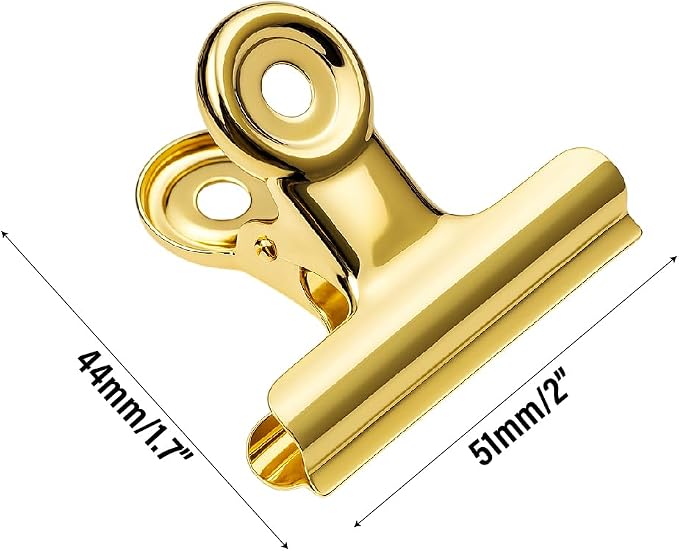 6PCS Bulldog Clip Gold Clips for Paper – Metal Binder Chip Retro Air Tight T - Image 5