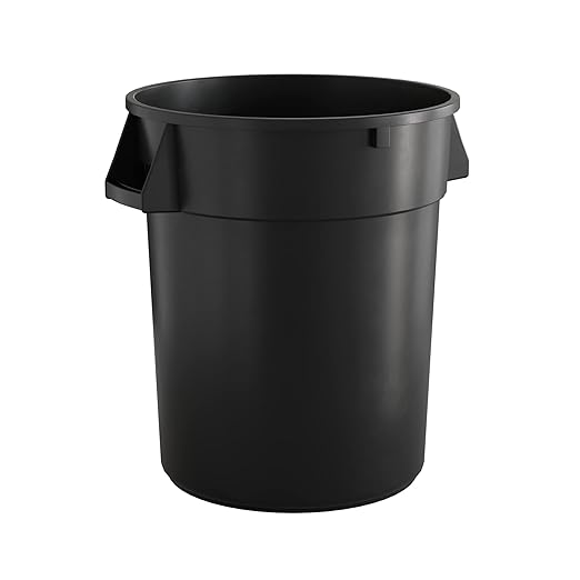 32 Gallon Black Round Commercial Trash Can-DeskLoop Office