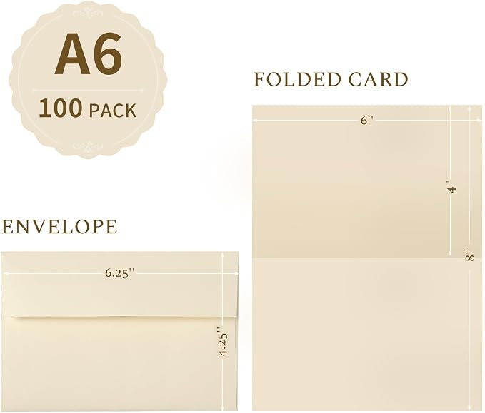 Folded Cream Blank Cards and Envelopes 4x6, 100 Pack Goefun Ivory Card Stock 4 - Image 2