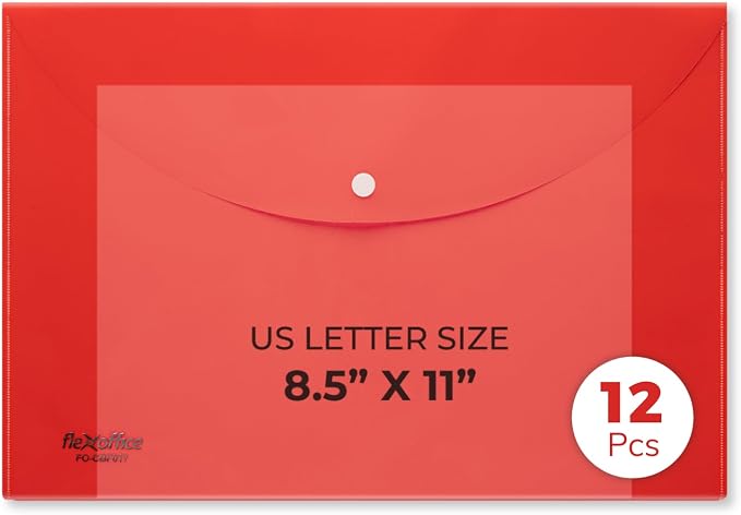 FLEXOFFICE 12 Pack Red Plastic Envelopes by FlexOffice