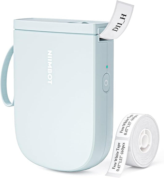 NIIMBOT Label Maker Bluetooth Mini Label Printer D11 2024 Version, Portable Label Maker with Tape Thermal Sticker Small Labeler, 300 DPI High Clearity Rechargeable, Blue-DeskLoop Office