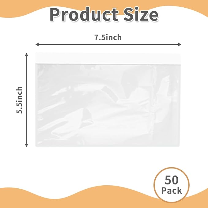 5.5" x 7.5" Shipping Label Sleeves Plastic Envelopes Self-Adhesive Top Loading - Image 2