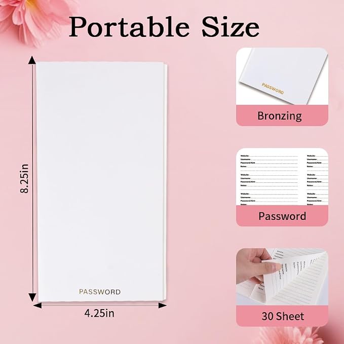 Travelers Notebook Inserts, Small Password Notebooks, Standard Regular TN - Image 2