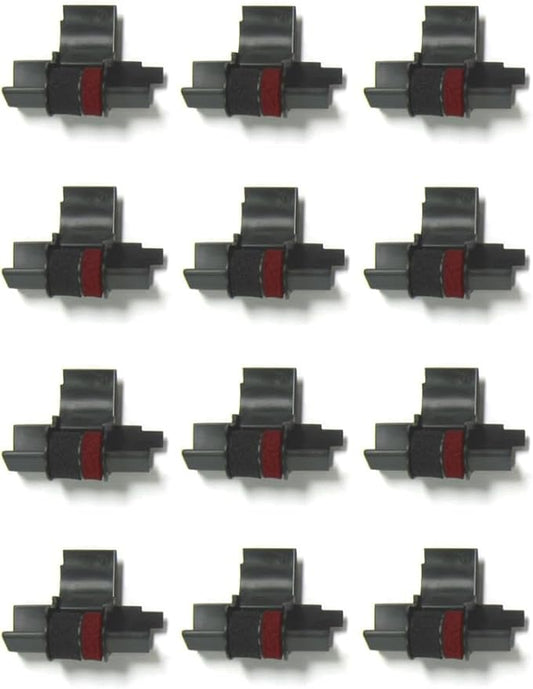 (12 Pack) COMPUMATIC Compatible/Replacement Calculator Ink Roller, Black/Red IR-40T, for Casio HR-300RC HR-200RC HR-170RC HR-150RC HR-100RC HR-100TM HR-150TM and More-DeskLoop Office