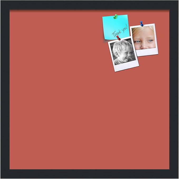 PinPix 17x17 Inch Cork Bulletin Board. This Decorative Framed Pin Board Comes with Crimson Pastel Design and a Satin Black Frame. Ideal for Home Office Decor or Message Board (PinPix-1807)-DeskLoop Office