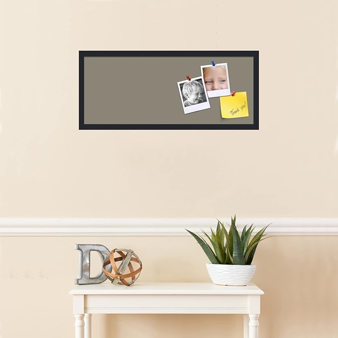 PinPix 30x12 Inch Cork Bulletin Board. This Decorative Framed Pin Board Comes with Pewter Design and a Satin Black Frame. Ideal for Home Office Decor or Message Board (PinPix-1812)-DeskLoop Office