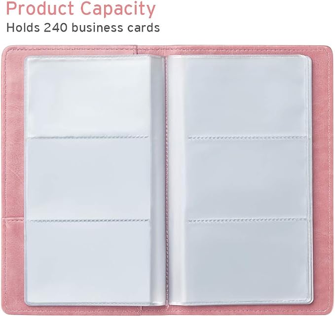 Sooez Leather Professional Business Card Book Holder Organizer, 240 Capacity - Image 3