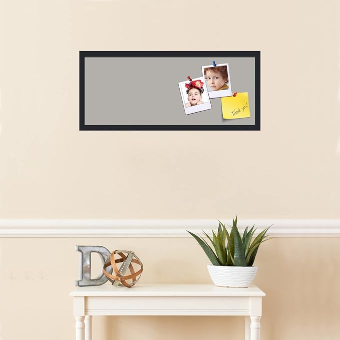 PinPix 30x12 Inch Cork Bulletin Board. This Decorative Framed Pin Board Comes with Dark Stone Design and a Satin Black Frame. Ideal for Home Office Decor or Message Board (PinPix-1808)-DeskLoop Office