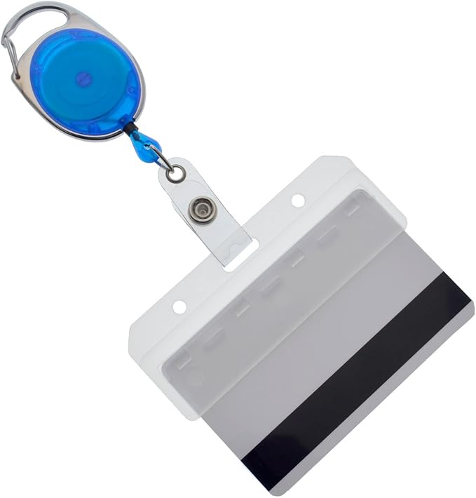 5 Pack - Premium Carabiner Badge Reel - Mag Stripe Exposed ID Holder by SpecialistID