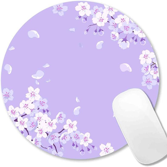 IMAYONDIA Cute Purple Mouse Pad Small, Floral Flower Round Mouse Pads, Sakura by IMAYONDIA
