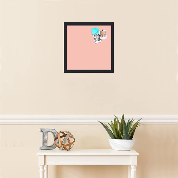 PinPix 15x15 Inch Cork Bulletin Board. This Decorative Framed Pin Board Comes with Pink Pastel Design and a Satin Black Frame. Ideal for Home Office Decor or Message Board (PinPix-1813)-DeskLoop Office