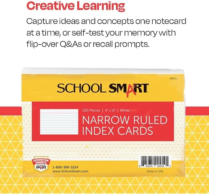 School Smart Ruled Index Card, 4 x 6 Inches, 90 lbs - Image 3